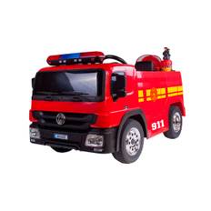Brandbil til børn med vandpistol, sirene, blink og brandhjelm, 12V