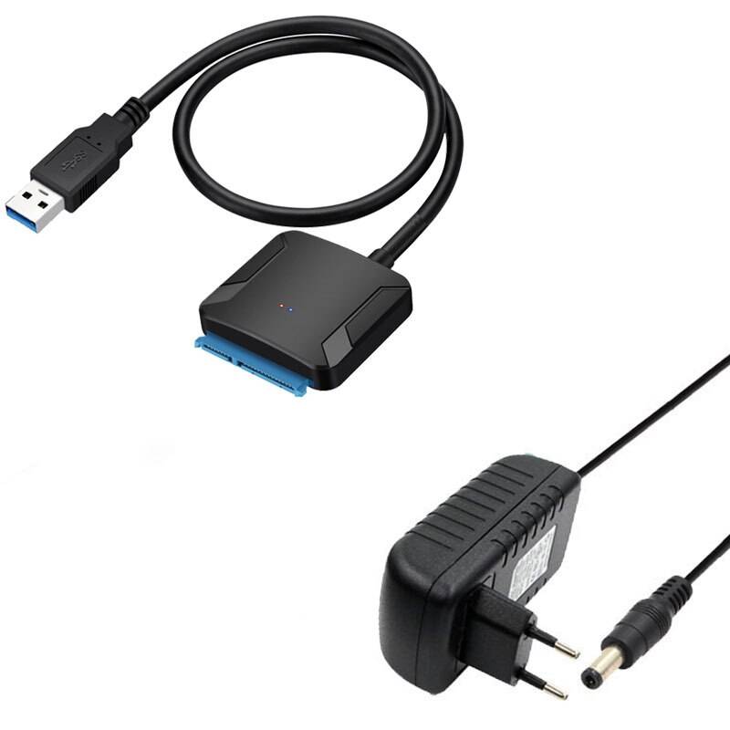 Usb 3.0 sata kablar omvandlare hane to 2.5 3.5 tum hdd ssd enhet tråd adapter trådbunden konvertera kablar usb 3.0 hårddisk - Med eu-kontakt