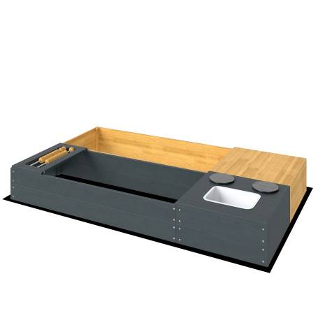 Sandlåda Gul 150 x 90 cm Trä Med Sittbänk Och Förvaring