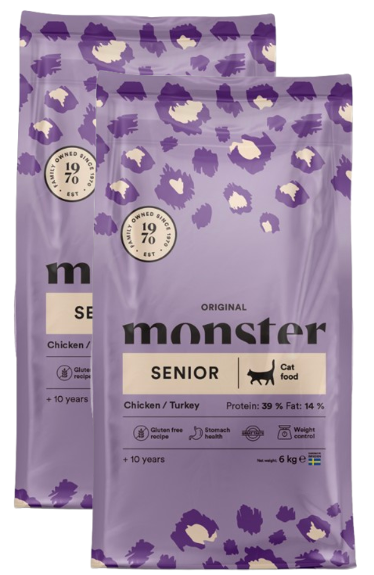 Monster Pet Food - 2x Monster Cat Original Senior Chicken/Turkey - 6 kg