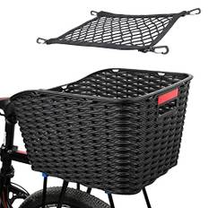 Unisex Cykelkorg bak, 27 l, plastväv, väderbeständig, rostar inte, cykelkorg för pakethållaren, inkl. fästmaterial och buntband, bagagenät, vattentätt skydd