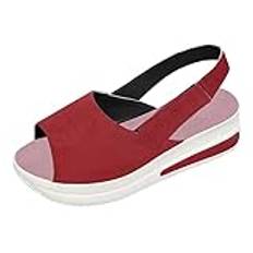 Superbekväma mockasiner fashionabla damfritidsskor slip-on-skor bekväma fritidsskor plattform muffinsskor eleganta bekväma sommar halkfria ortopediska sandaler kilsandaler, Röd6, 42 EU