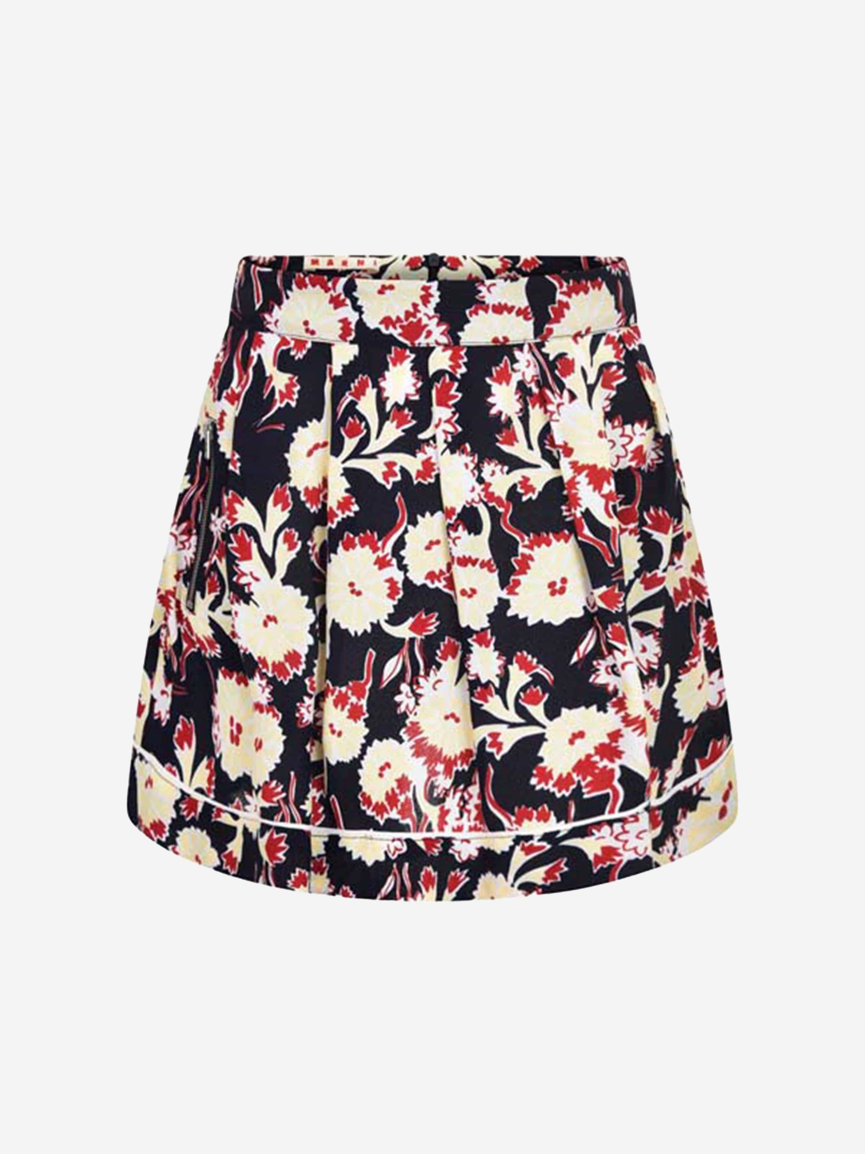 MARNI Girls & Yellow Floral Viscose Skirt - Navy / 12 Yrs (12 Yrs)