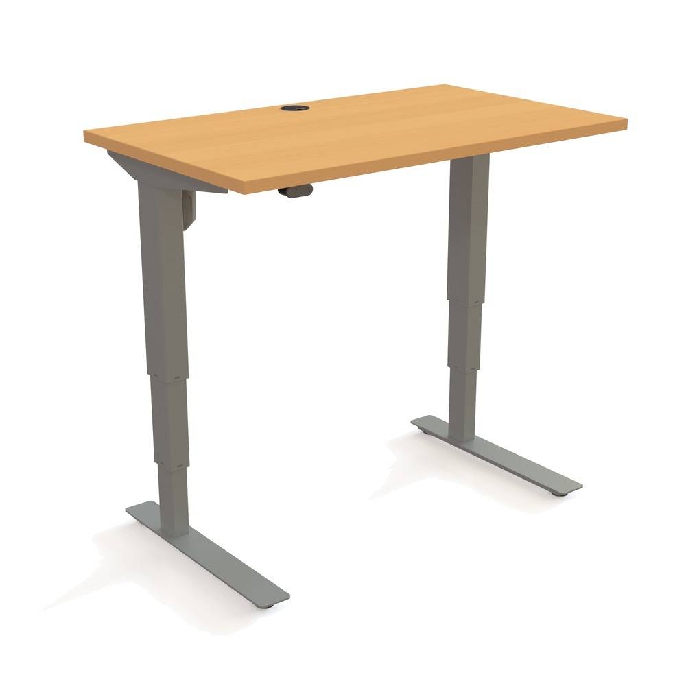 ConSet 501-37 Hæve-/sænkebord 100x60 cm, bøg med sølv stel.