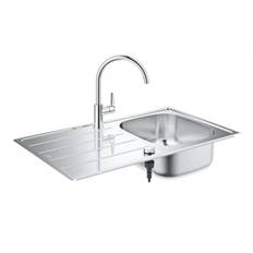 Grohe K200 køkkenvask i rustfrit stål inkl. Bau Edge køkkenarmatur i krom