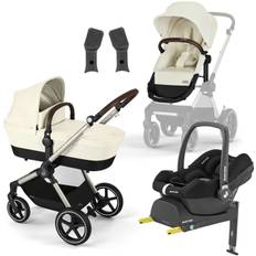 Cybex EOS Lux Duovogn inkl. Maxi-Cosi CabrioFix i-Size Autostol Baby & Base, Taupe/Seashell Beige