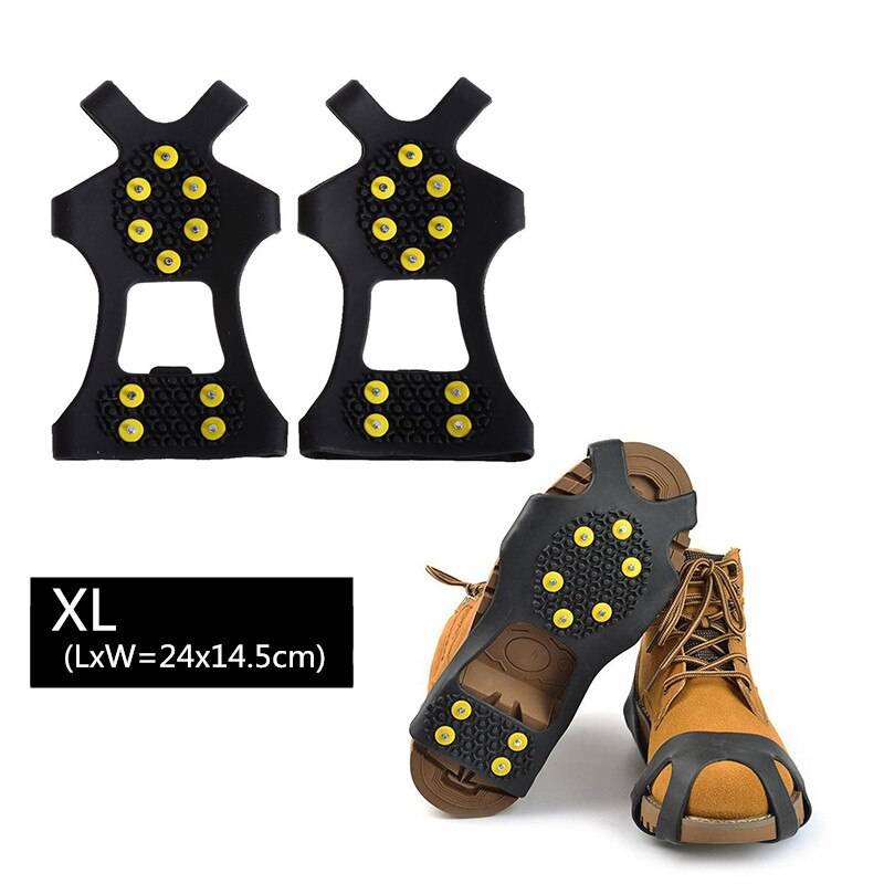Stegjärn skoöverdrag slitstarka 18 tänder is snösko spikade grepp klämmor stegjärn klättring halkskydd - Styleb xl 10 stud