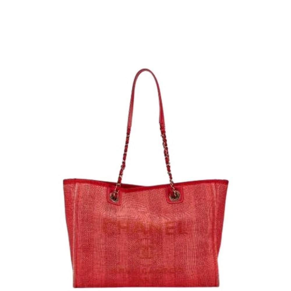 Chanel Vintage Pre-owned Vintage Canvas Tote Bag - Vintage - Dame - Rød - ONE SIZE - Læder