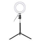 KIMISS 6 Tums LED Fotofyllningsljus, Ring Light Stativ USB Fotografi Selfie Ring Light Portable Studio Lights LED Fill Light + Desktop Tripod + Selfie Stick