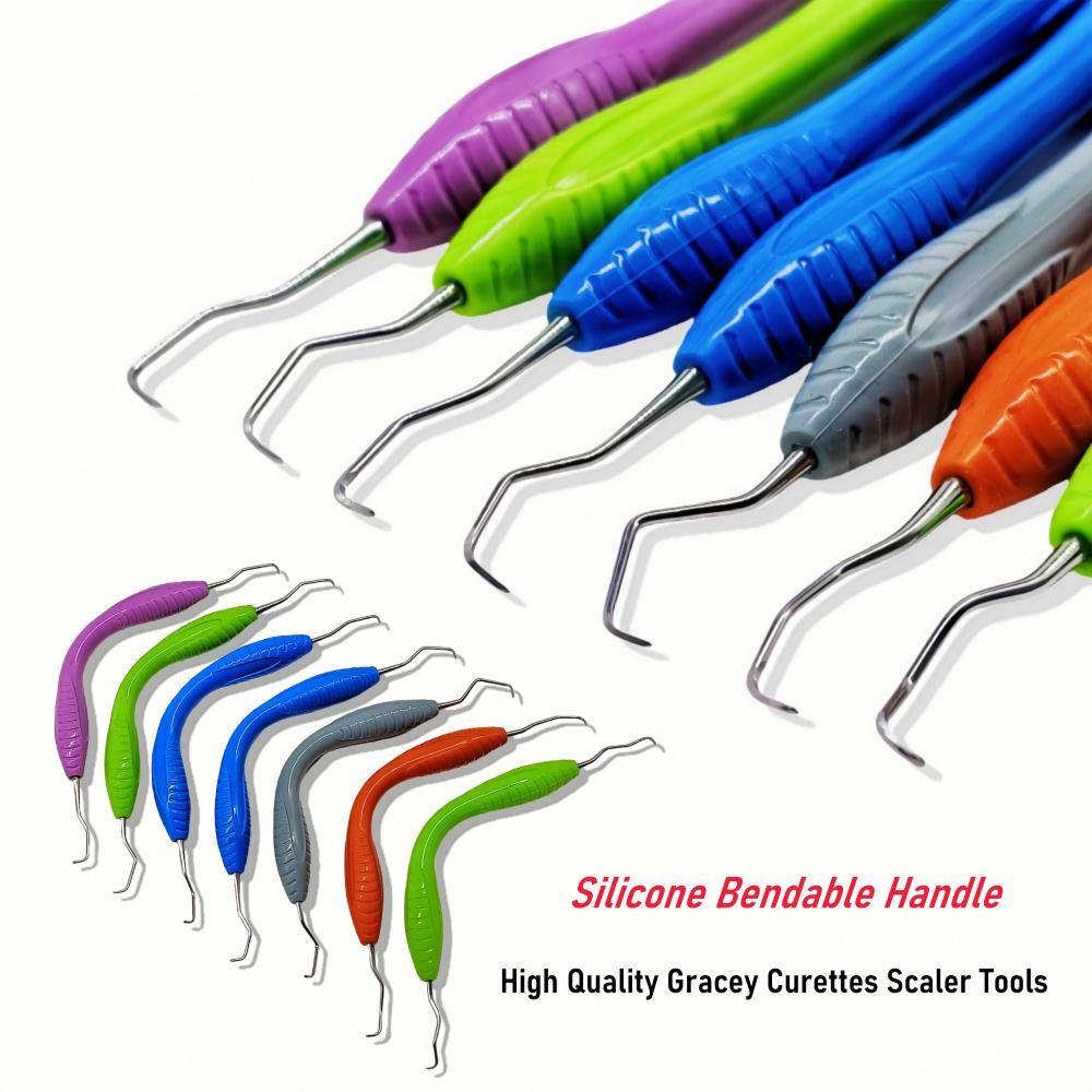 1 pc  Dental Professional Gracey Curette Dental Tooth Cleaning Scaler Periodontal Bone Curettes Bendable Silicone Handle Perio