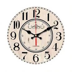 1 st 10 tum/12 tum en fransk vintage trädekorativ väggklocka i faner, London arabisk digital design väggklocka, tyst kvartsklocka, vardagsrums-sovrum, - Multifärgad (10 TUM (25 CM),12 TUM (30 CM))