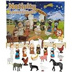 Jul adventskalender, adventskalender 2024, 24 dagar nedräkning till jul animefigurer – samlarbara leksaks-skrivbordsmittpunkter, jultomteiniatursandlåda prydnad för vänner och fam