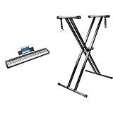 Casio CDP-S110BK digital piano med 88 viktade knappar, svart & RockJam KS-001 RJX29 Keybordstativ, Svart, 29-91 cm