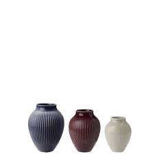 Knabstrup Mini Vase 3 Stk Ripple Berry, Sand, Dark Blue Home Decoration Vases Big Vases Multi/patterned Knabstrup Keramik