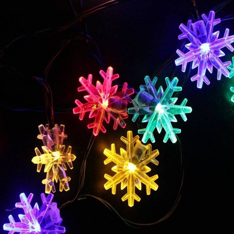 Led snöflinga ljusslingor soldrivna fairy lights julgirland utomhus vattentät trädgård bröllopsdekoration - Blå / 5 m 20 lysdioder