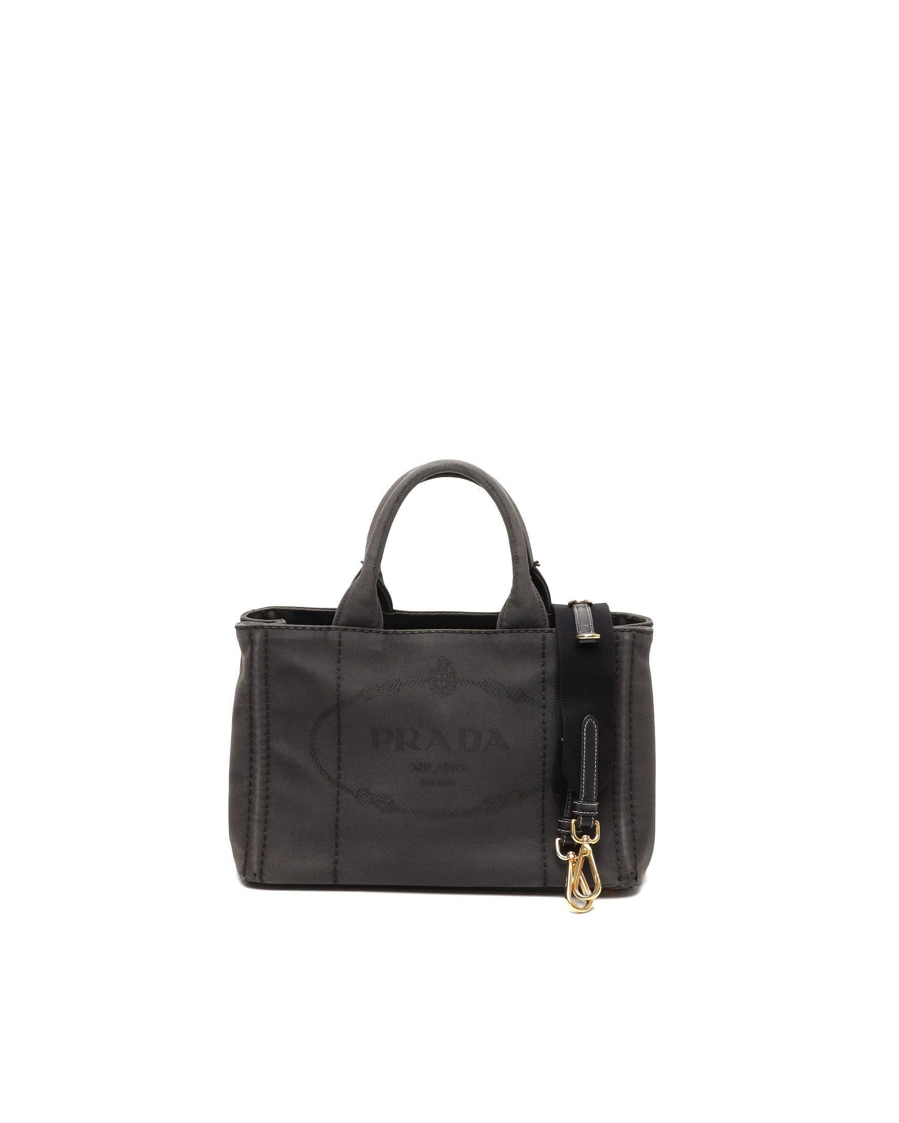 Prada Small Canapa Tote Bag - Black - One Size