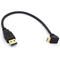 OpenII 25 cm USB typ C förlängningssladd guldpläterad USB 3.0 hane till 90 grader uppåtvinkel typ C-kabel data USB C datasynkronisering och laddningsadapter (TypeC 90° positiv till USB 3.0 rak)
