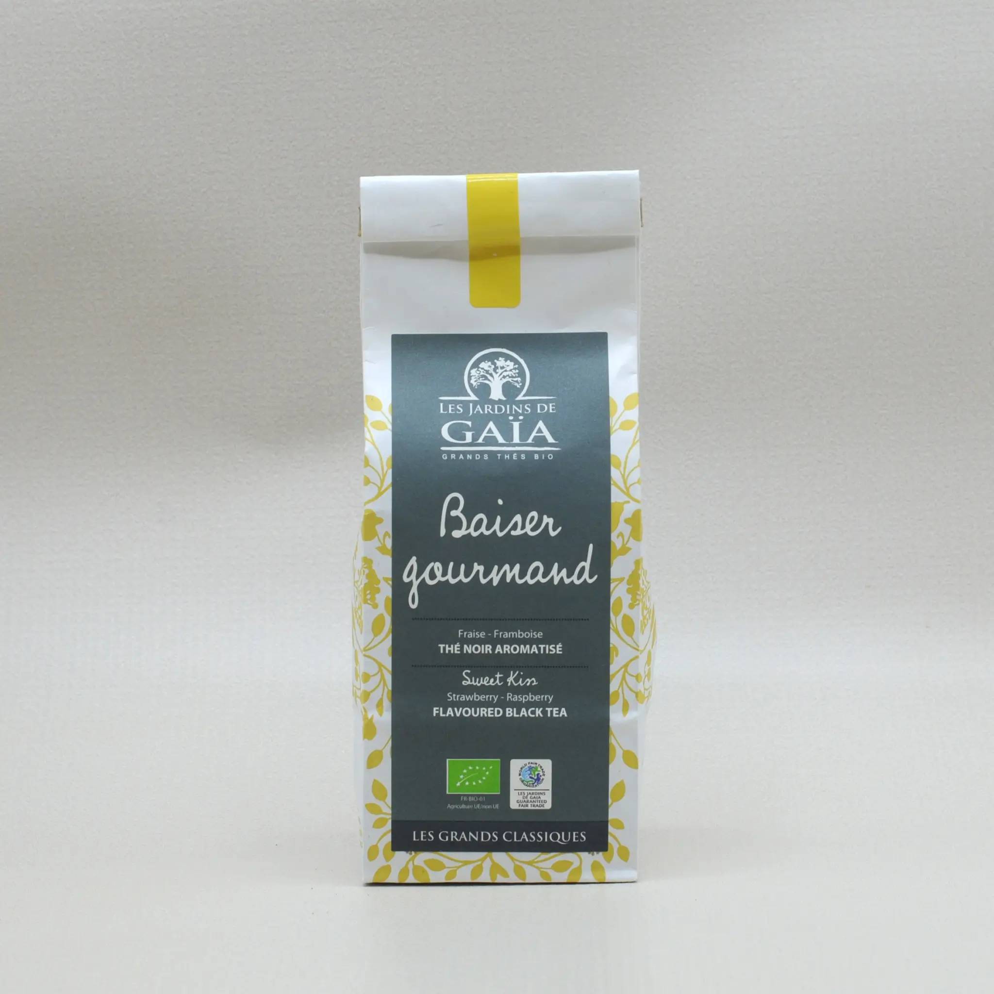 Les Jardins de Gaïa Sweet Kiss Jordgubbe Hallon Svart Te EKO 100g