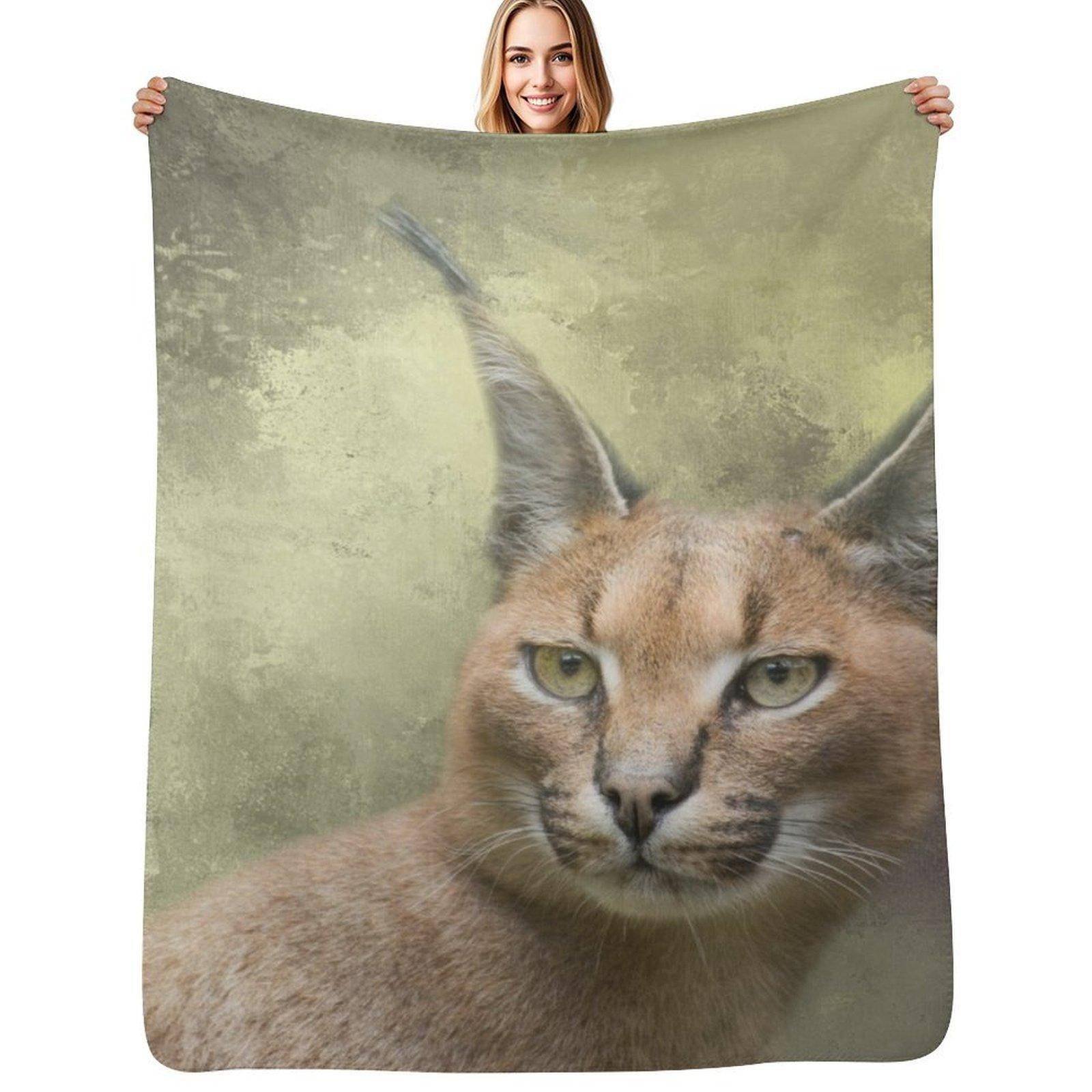 Caracal Cat Two Throw Blanket Long Lasting Soft Plush Blanket for Daily Use