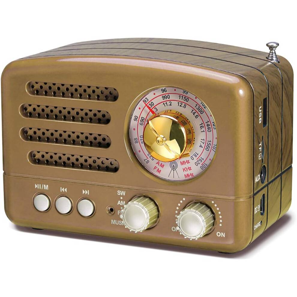Ekkoer gennem tiden, bærbar transistorradio, bær fortidens ånd fremad, stærk basforbedring for fyldig lyd, FM AM SW-modtagelse til C