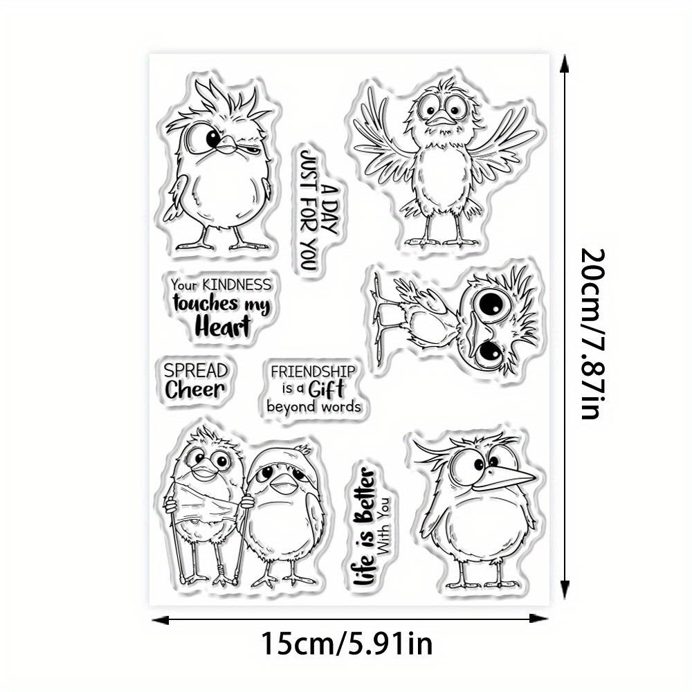 1pc Adorable And Humorous Bird-themed Clear Stamps And Metal Cutting Dies Measuring 7.87 By 5.91 Inches, Perfect For Albums, Cards, Diaries, And Winter-themed Embossing Decorations