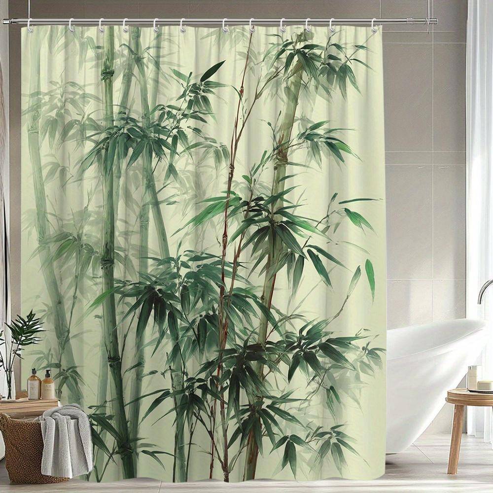 1 st Duschdraperi i Bambu, Fräsch Naturlig Bambuskog Badrumsinredning, Polyestertyg med 12 Krokar, 70. 8x70. 8 tum gray