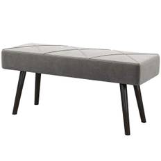 Grå Sammetsbänk med X-Mönster, 100x36x45 cm