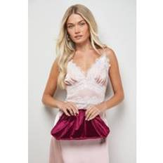Liora Velvet Ruched Large Clutch Bag, Red - One Size