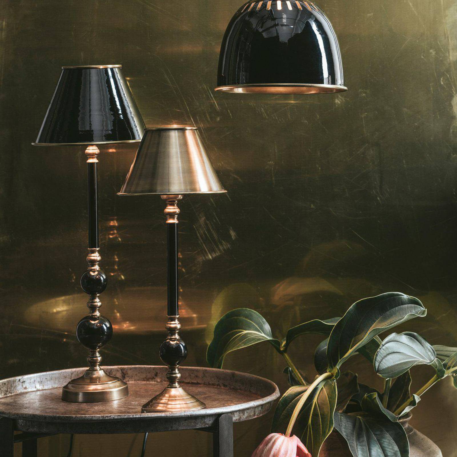 PR Home Bordslampa Abbey Classic, Brun / mässing, Vardagsrum / matsal, Metall, Antik, Bordslampa