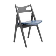 Carl Hansen - CH29P Sawbuck Chair, Lackerad Bok, Anthracite Grey, Lädergrupp A Loke - 7310 - Matstolar - Hans J. Wegner - Grå - Läder/Trä