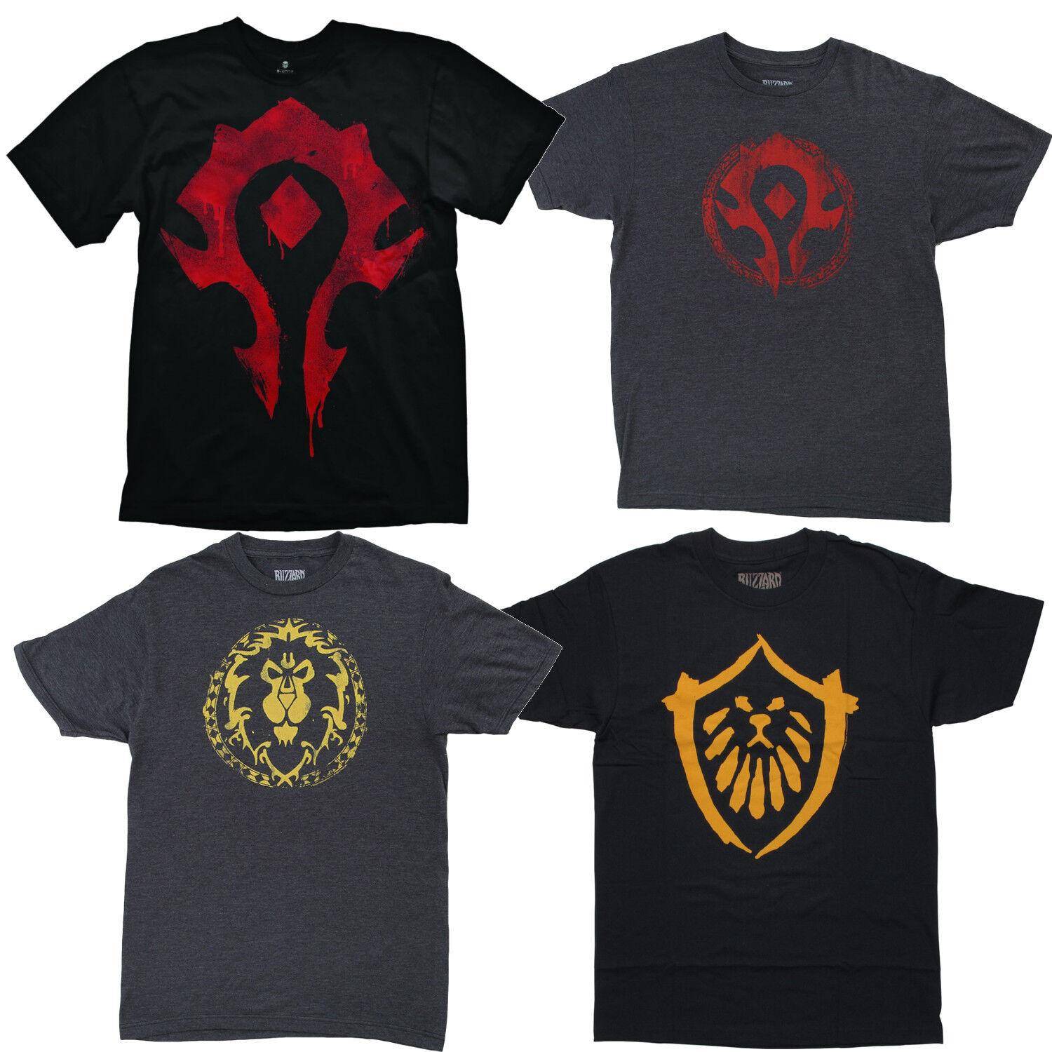 Unisexskjorta Bomull Oversize Stor Storlek World of Warcraft Blizzard Alliansen Horden Pandaria Logotyp T-shirt Herr Herr- cm black