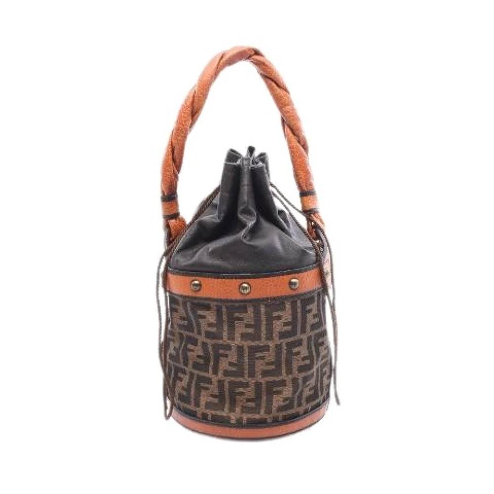 Fendi Vintage - Pre-owned Zucca Canvas Leather Bucket Bag Vintage - Dam - ONE Size - Läder