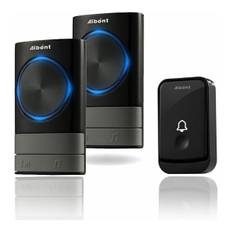 Trådløs Dørklokke - 5 Niveauer & IP55 Vandtæt Trådløs Dørklokke, Dørklokkesæt med 300 Meter, LED-blink, 2 Plug-in Modtagere