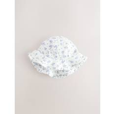 Next White/Blue Ditsy Floral Print 100% Cotton Baby Bucket Hat (0mths-2yrs)