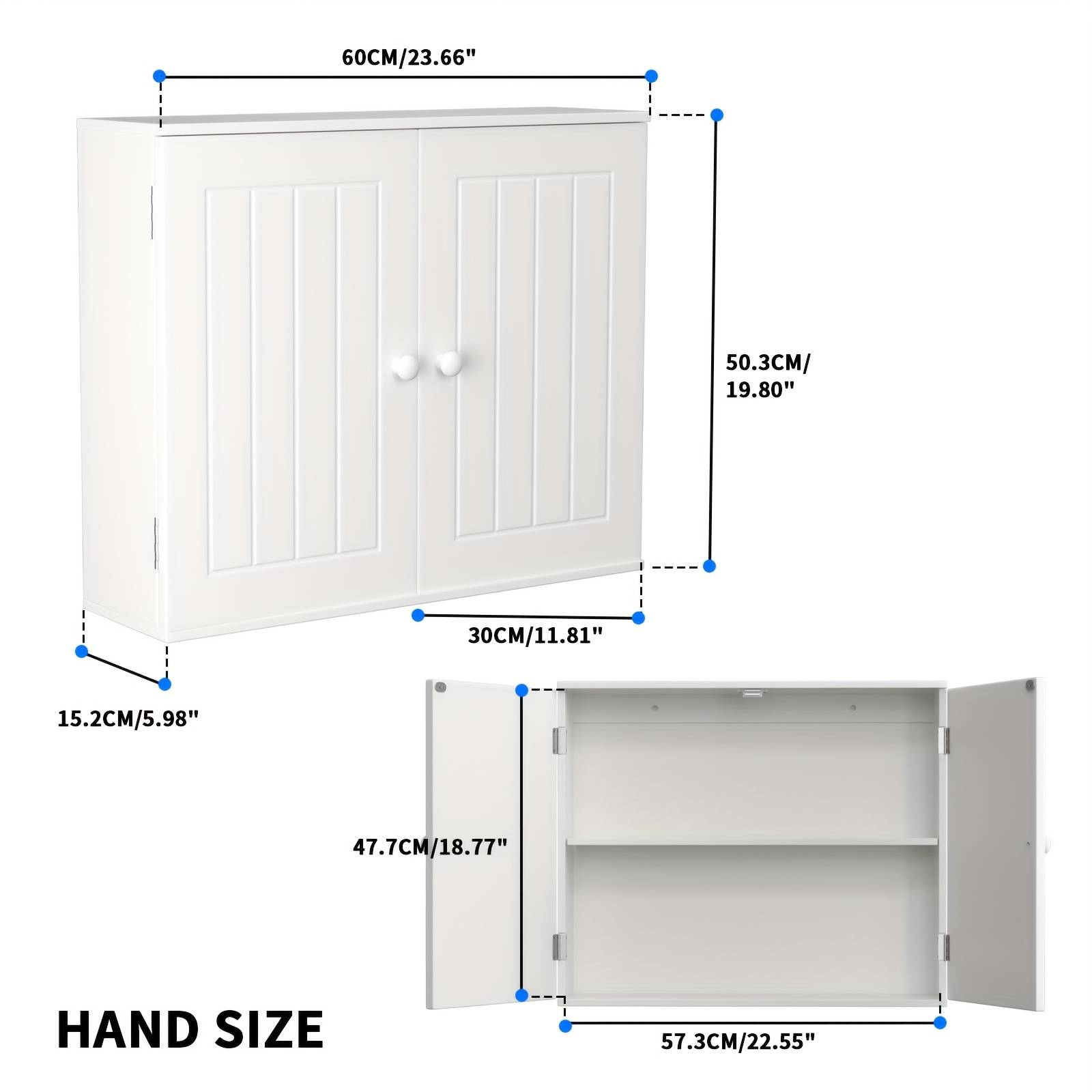 TEMU 2 Door White Bathroom Cabinet Wall Mounted Storage Unit Kitchen Cupboard Wall-mounted Bathroom Cabinet Storage Cupboard Vanity Unit Wall Cabinet White