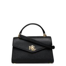LAUREN RALPH LAUREN Crosshatch Leather Small Farrah Satchel |Svart |One Size