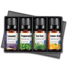 Æteriske olie kit (4 x 10 ml) - 100 % ren og naturlig (olie:: Jasmin, Lavendel, Lemongræs, Rose)