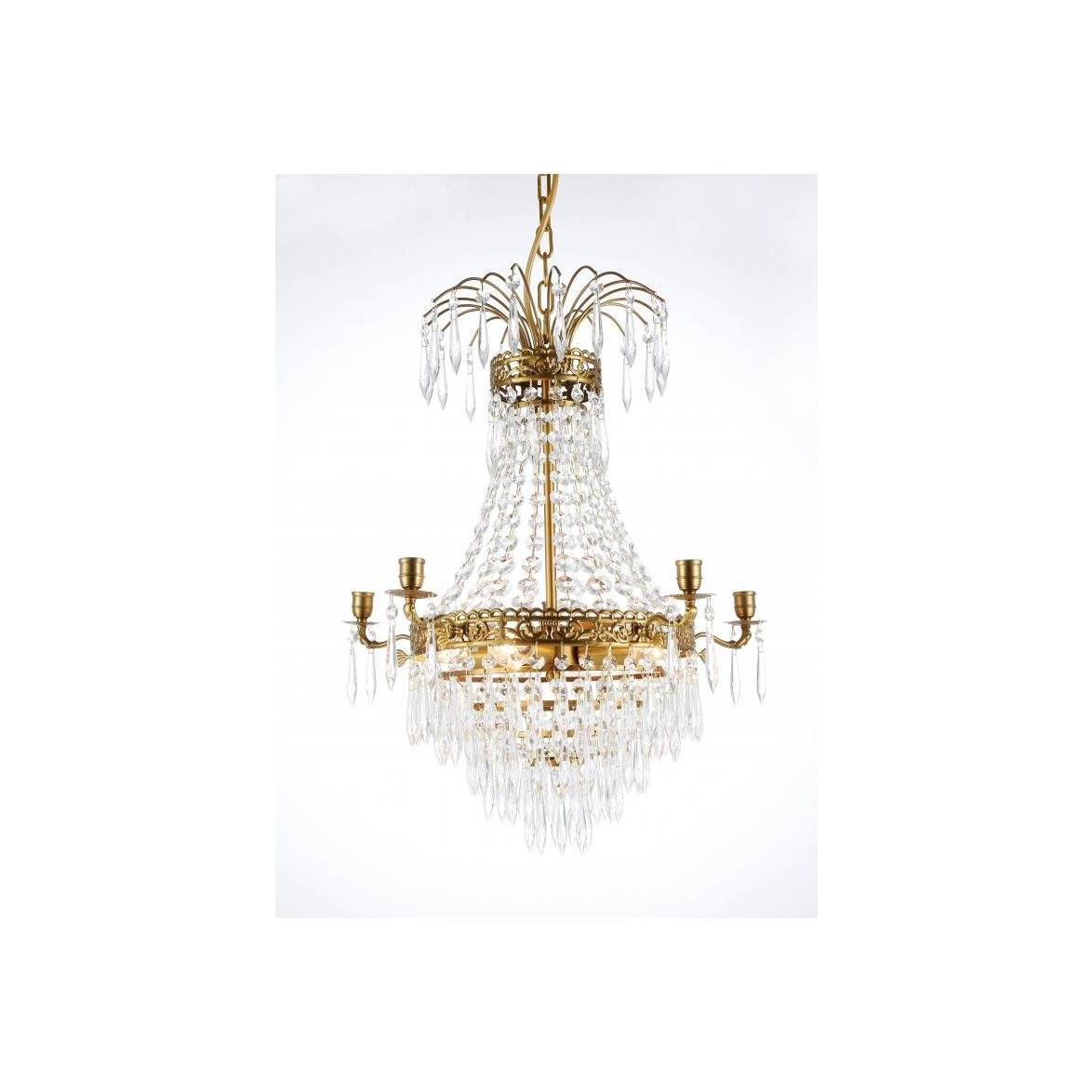 Norrsken Design Kristallkrona Empire Classic Ny 5-Arm Liten Borstad Mässing 49cm