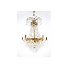 Kristallkrona Empire Classic Ny 5-Arm Liten Borstad Mässing 49cm