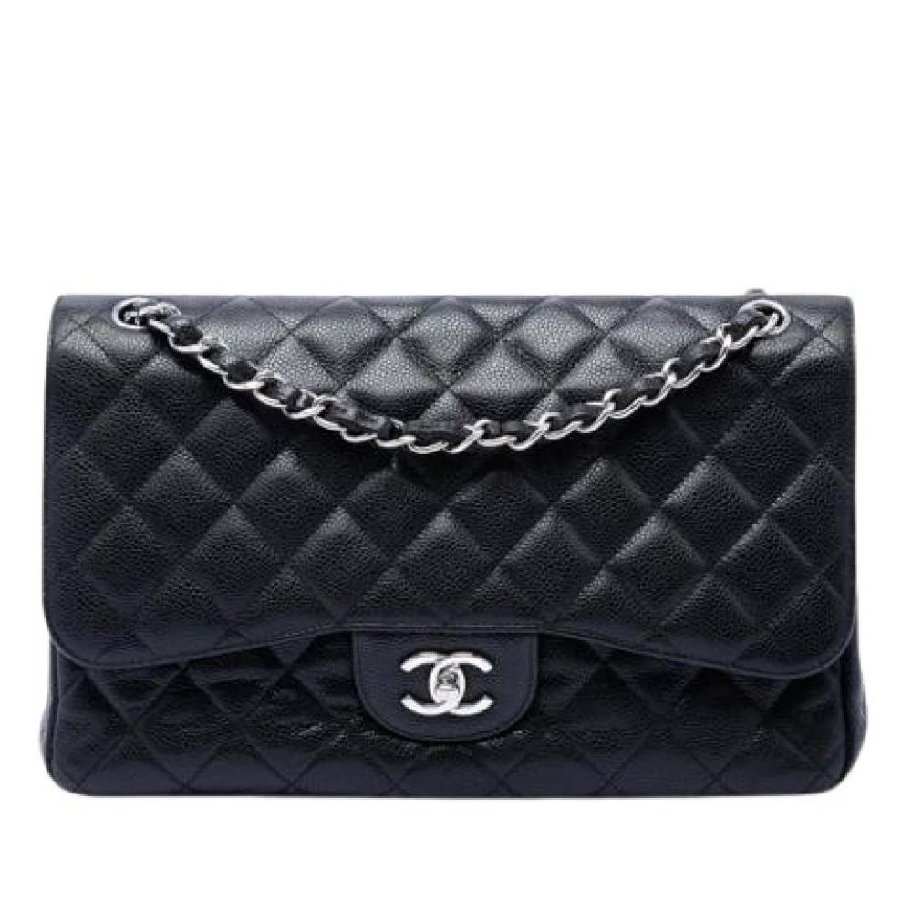 Chanel Vintage Pre-owned Classic Double Flap Skuldertaske - Vintage - Dame - Sort - ONE SIZE - Uld