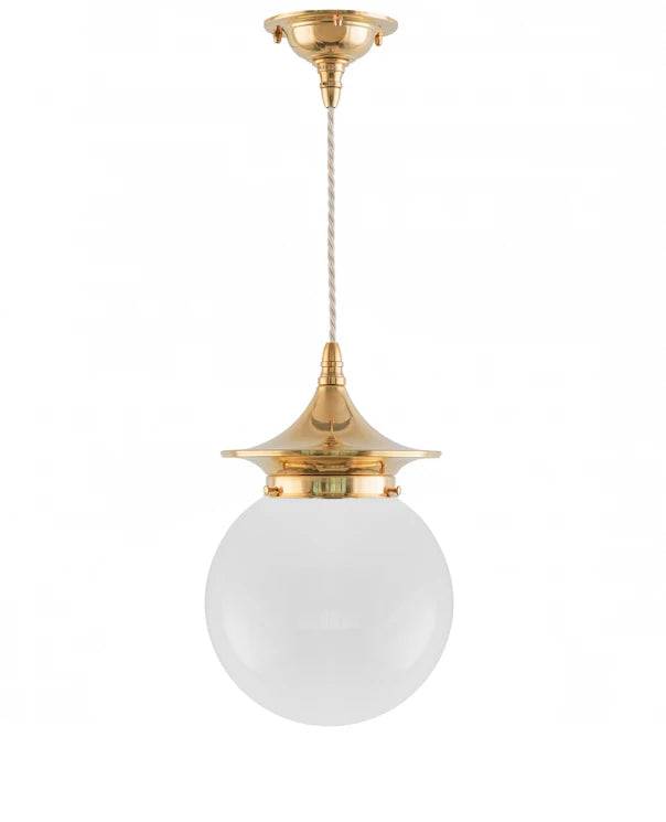 Loftlampe - Dahlberg Sladdpendel 100 Messing, Kugleskærm