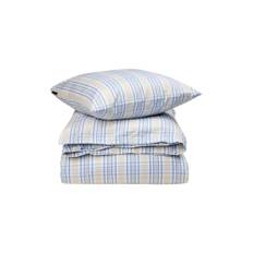 Beige/Blue Checked Cotton Poplin Bed Set, Beige/white/blue
