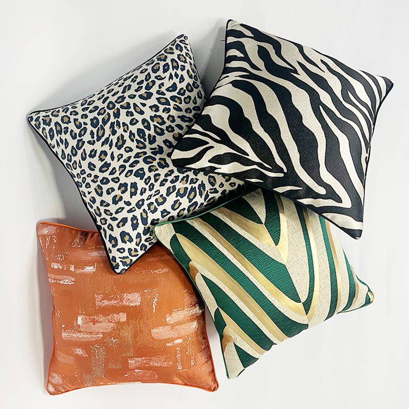 Zebratryck dekorativt kuddfodral Jacquard Piping kuddfodral utan kärna