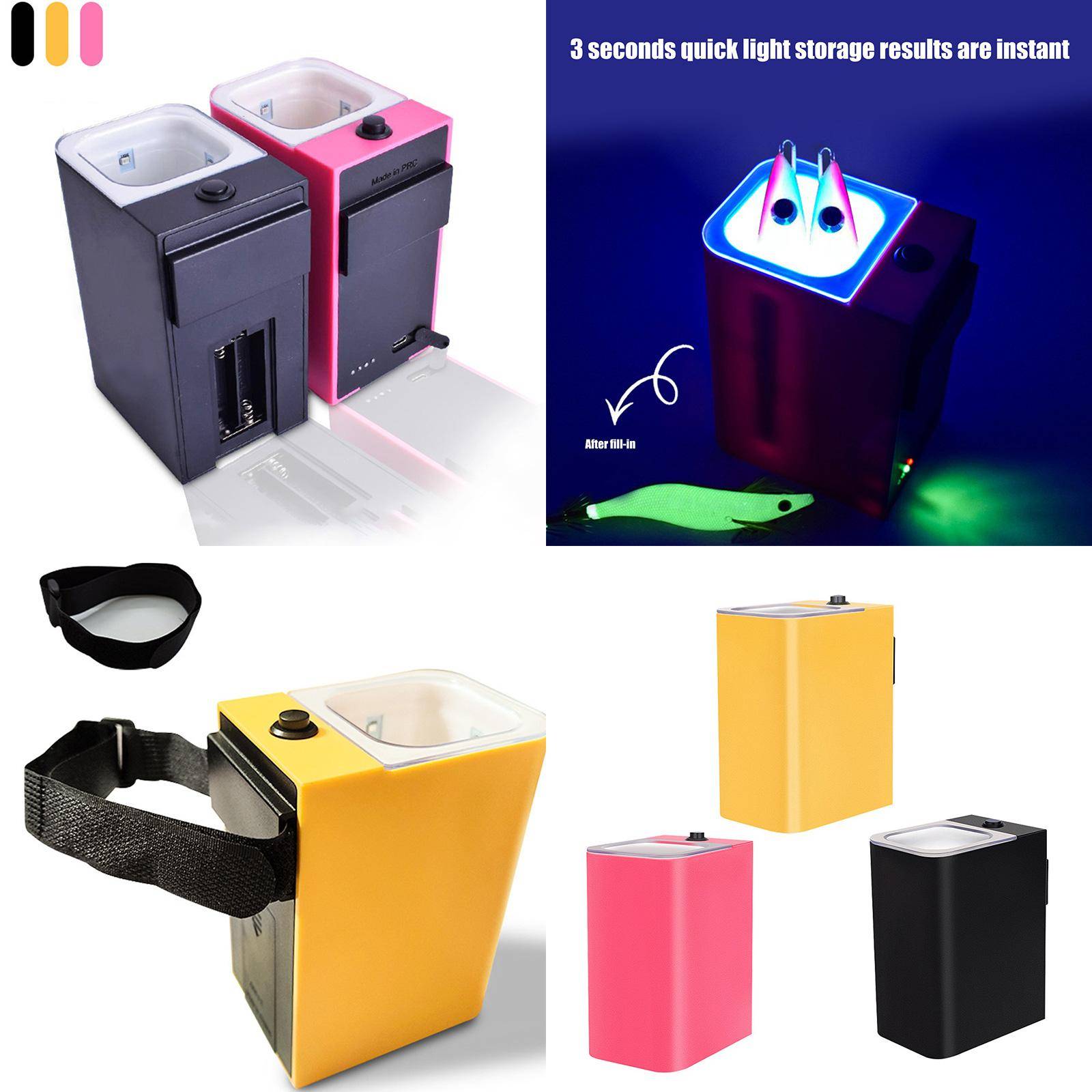 Havsfiske UV LED Bläckfisk Ljus Förbättrat Lysande Ljus Mjuka Beten Enkel Användning Batteridriven Professionell Fiskeredskap svart