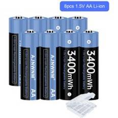 1.5v aa uppladdningsbara litiumjonbatterier 3400 mwh aa 1.5v litiumpolymerbatterier uppladdningsbara aa batterier 1.5v aa batterier - 8 st aa