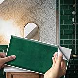 Alwayspon Självhäftande dekaler för väggkakel, heminredning, dra av och sätt fast, självhäftande stänkskydd, kakeldekor för vardagsrum, kök, badrum i 54 delar, smaragdgrönt cementtegel