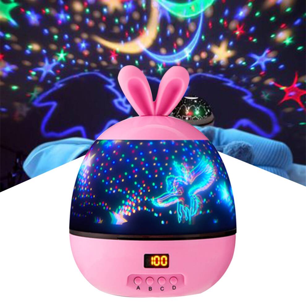 Dream Galaxy Star-projektor til børn, 360 grader roterende, flerfarvet stjernehimmel, natlysprojektor til piger med timer og musik