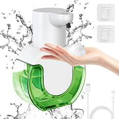 Cuteefun Automatisk tvåldispenser, USB-uppladdningsbar, 4 nivåer kontroll skummande tvåldispenser, 430 ml väggmonterad/stativ tvåldispenser, beröringsfri handdesinfektion dispenser för kök, badrum vit
