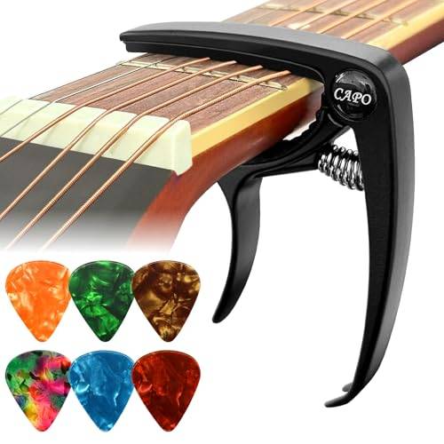 PICKO Capo Capo Gitarre, Kapodaster  für Gitarre mit 6 Plektren