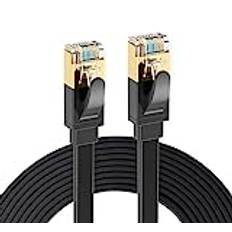 Elfcam® - 1 meter Cat 7 Ethernet-kabel, RJ45 platt LAN-nätverkskabel, 100% Koppar, 32AWG, Svart, 1m